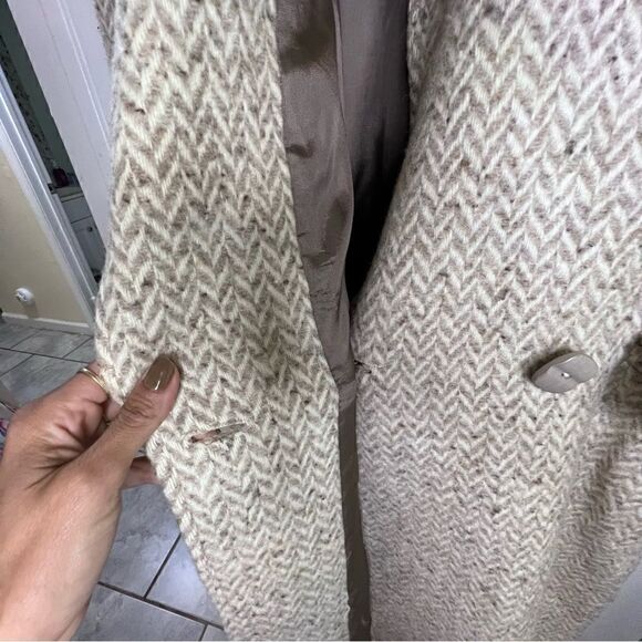 Wool Blend Chevron Long Coat - Picture 8 of 10